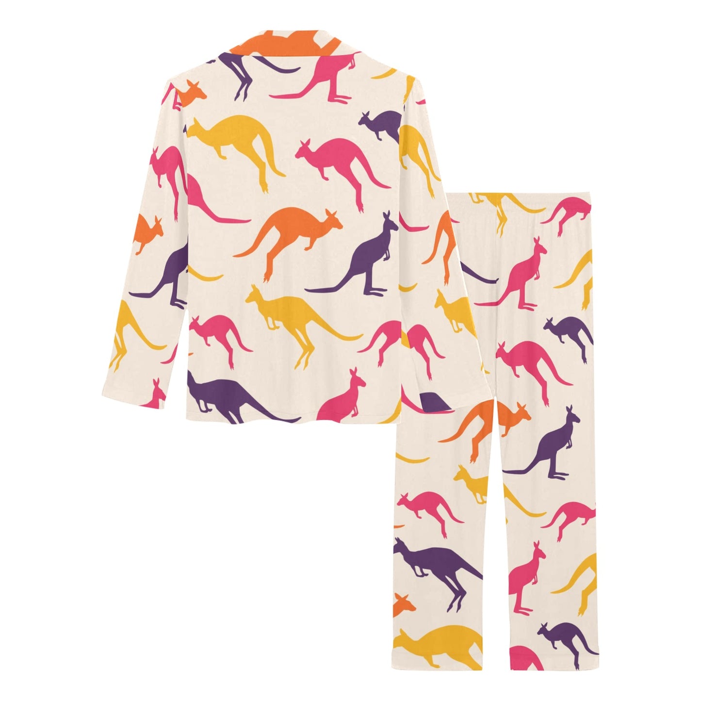 Kangaroos Pattern Print Design 01 Women's Long Pajama Set