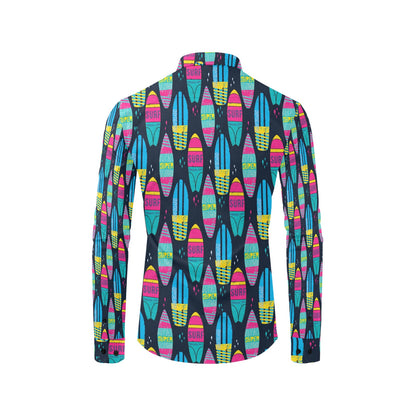 Surfboard Colorful Print Design LKS302 Men's Long Sleeve Dress Shirt