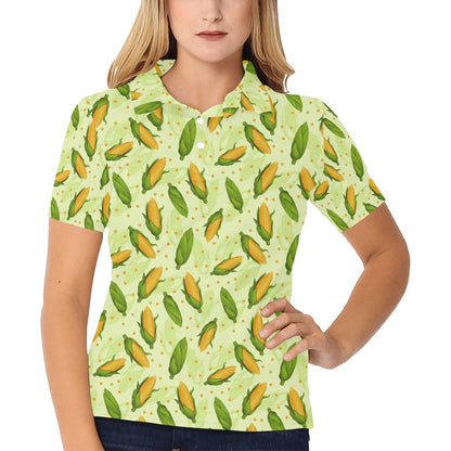 Agricultural Fresh Corn cob Print Pattern Women's Polo Shirt