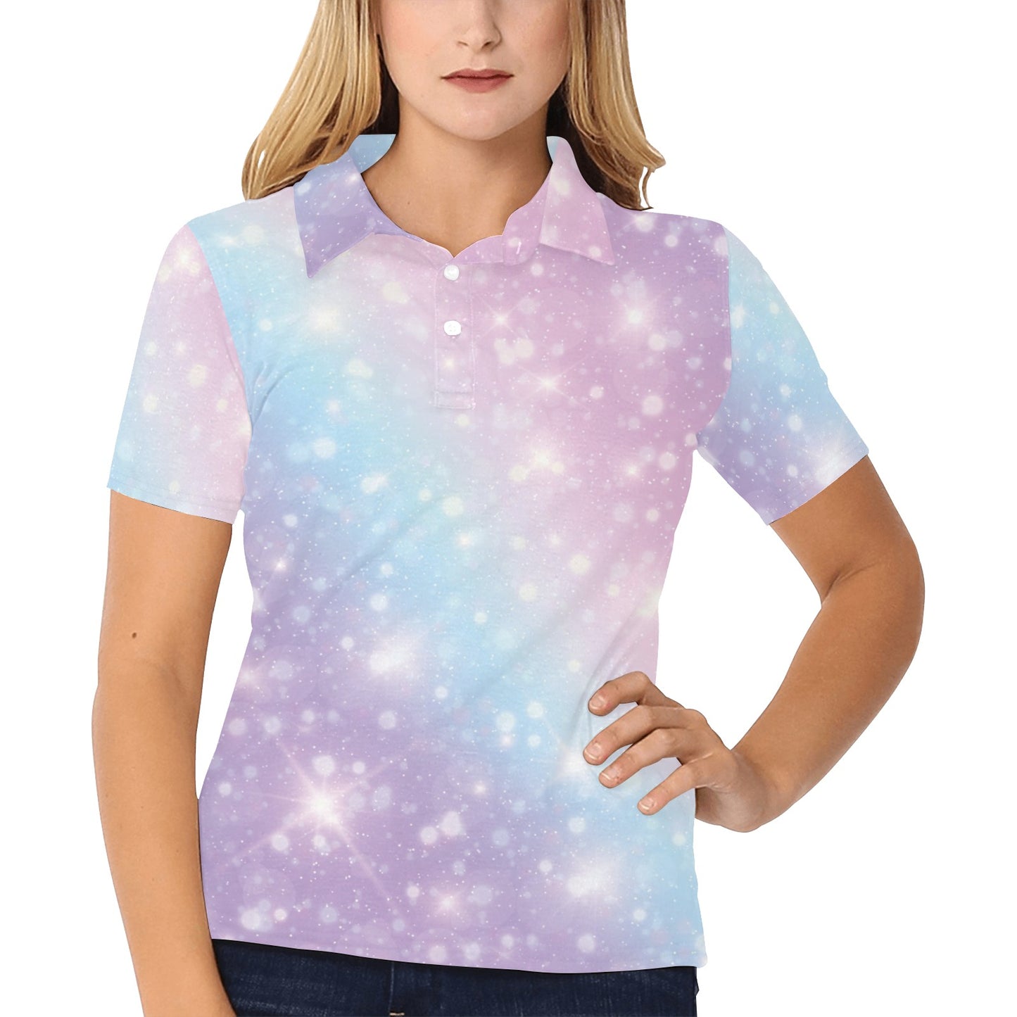 Cosmic Pastel Pattern Print Design 02 Women's Polo Shirt