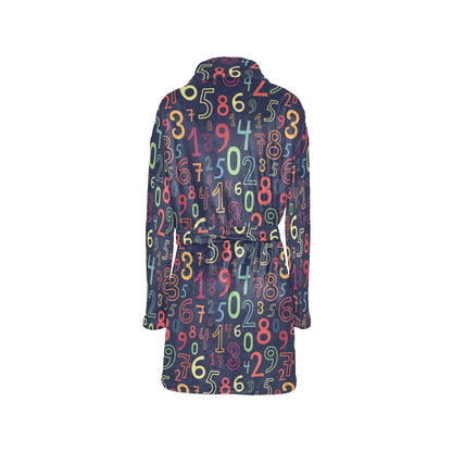 Number Pattern Print Design A01 Women's Fleece Robe