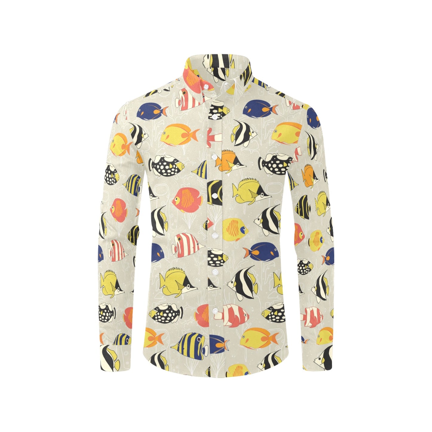 Angelfish Print Design LKS401 Men's Long Sleeve Dress Shirt