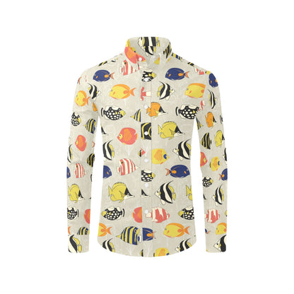 Angelfish Print Design LKS401 Men's Long Sleeve Dress Shirt