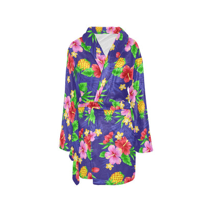 Hawaiian Themed Pattern Print Design H05 Women's Fleece Robe