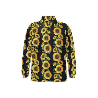 Sunflower Print Design LKS306 Long Sleeve Polo Shirt For Men's