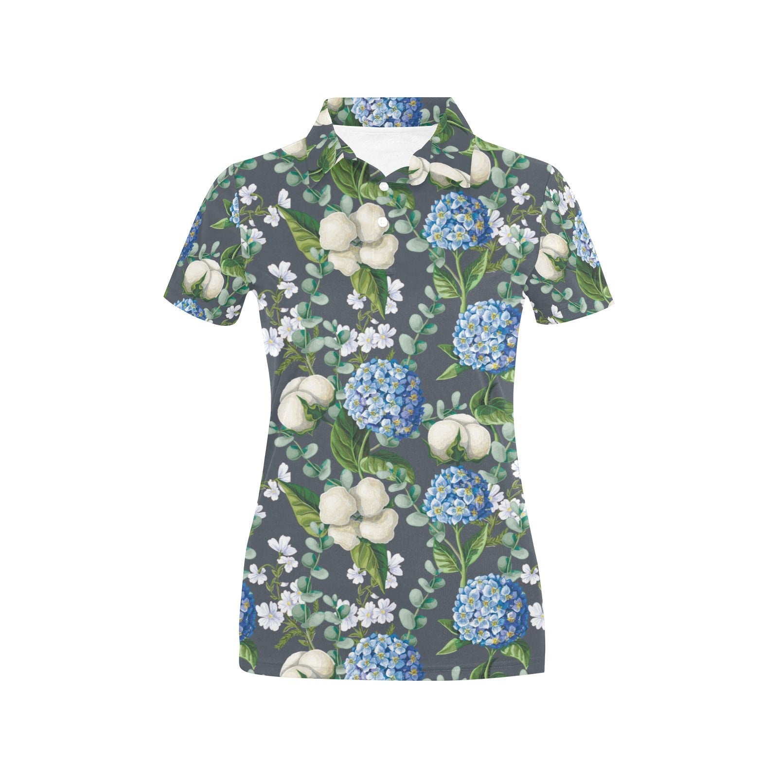 Hydrangea Pattern Print Design 02 Women's Polo Shirt