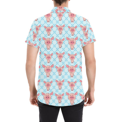 Pig Print Design LKS402 Men Short Sleeve Button Up Shirt