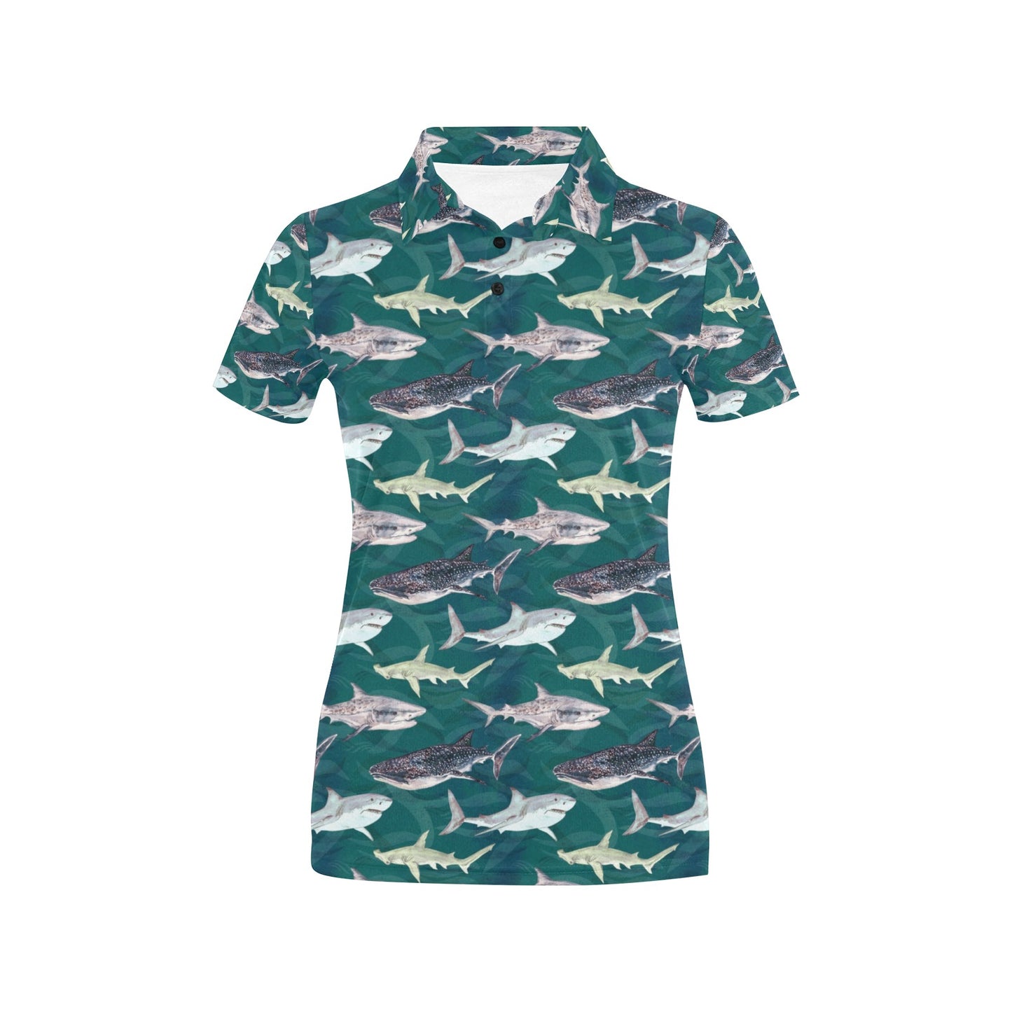 Shark Style Print Women's Polo Shirt