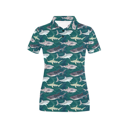 Shark Style Print Women's Polo Shirt