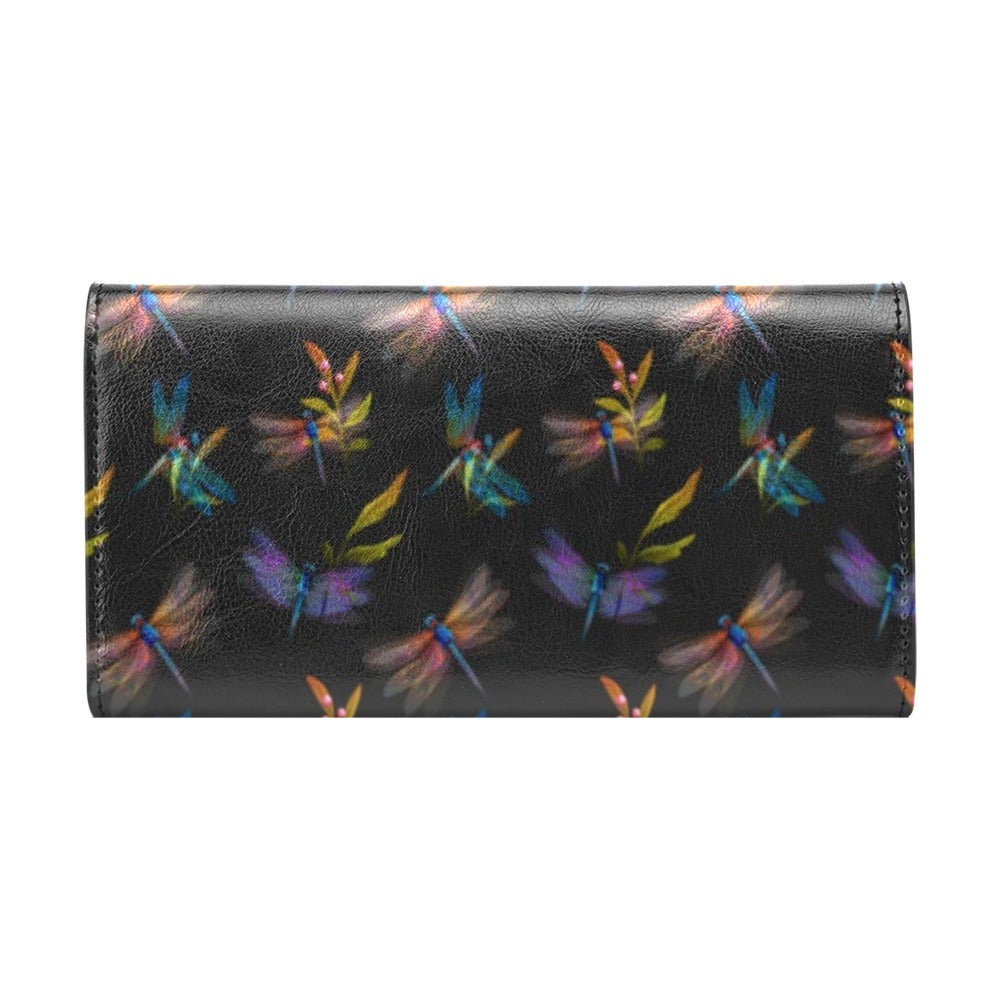 Dragonfly Colorful Realistic Print Women's Trifold Wallet