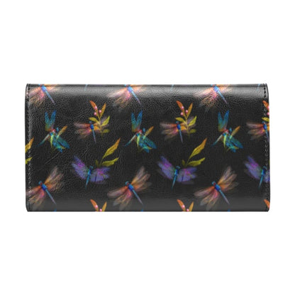 Dragonfly Colorful Realistic Print Women's Trifold Wallet