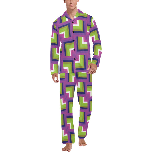 Optical illusion Pattern Print Design A05 Men's Long Pajama Set
