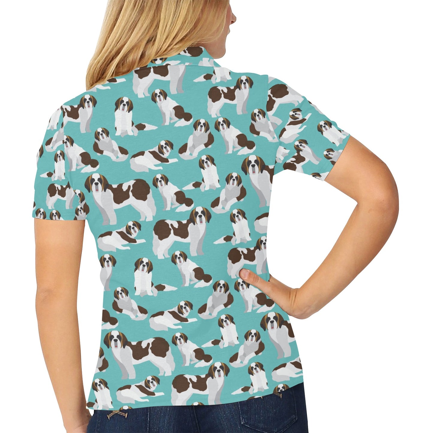 St Bernards Print Design LKS302 Women's Polo Shirt