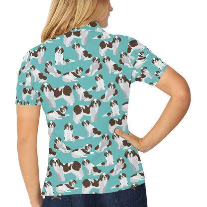St Bernards Print Design LKS302 Women's Polo Shirt