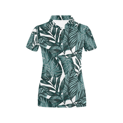 Tropical Palm Leaves Pattern Women's Polo Shirt