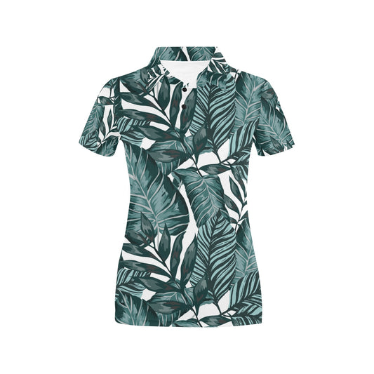 Tropical Palm Leaves Pattern Women's Polo Shirt