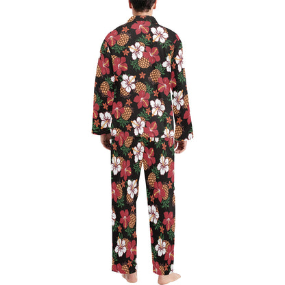Hawaiian Themed Pattern Print Design H013 Men's Long Pajama Set