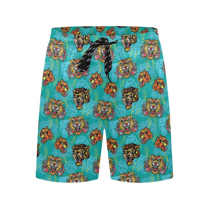 Tattoo Tiger Head Print Design LKS304 Men's Swim Trunks Beach Shorts