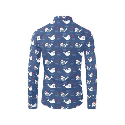 Sea Lion Print Design LKS403 Men's Long Sleeve Dress Shirt