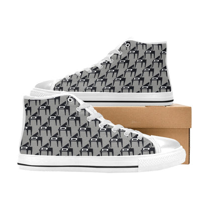 Piano Print Design LKS404 Men's High Top Canvas Shoes