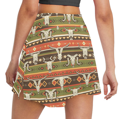 American indian Skull Animal 17" Golf & Pickleball Skort with Pockets