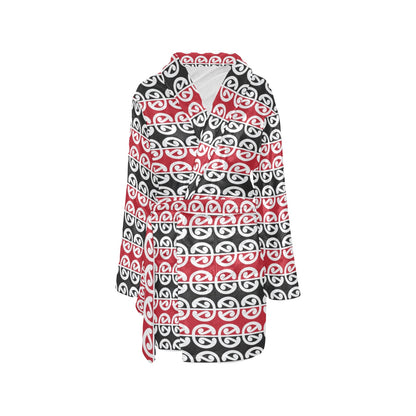 Maori Classic Themed Design Print Women's Fleece Robe