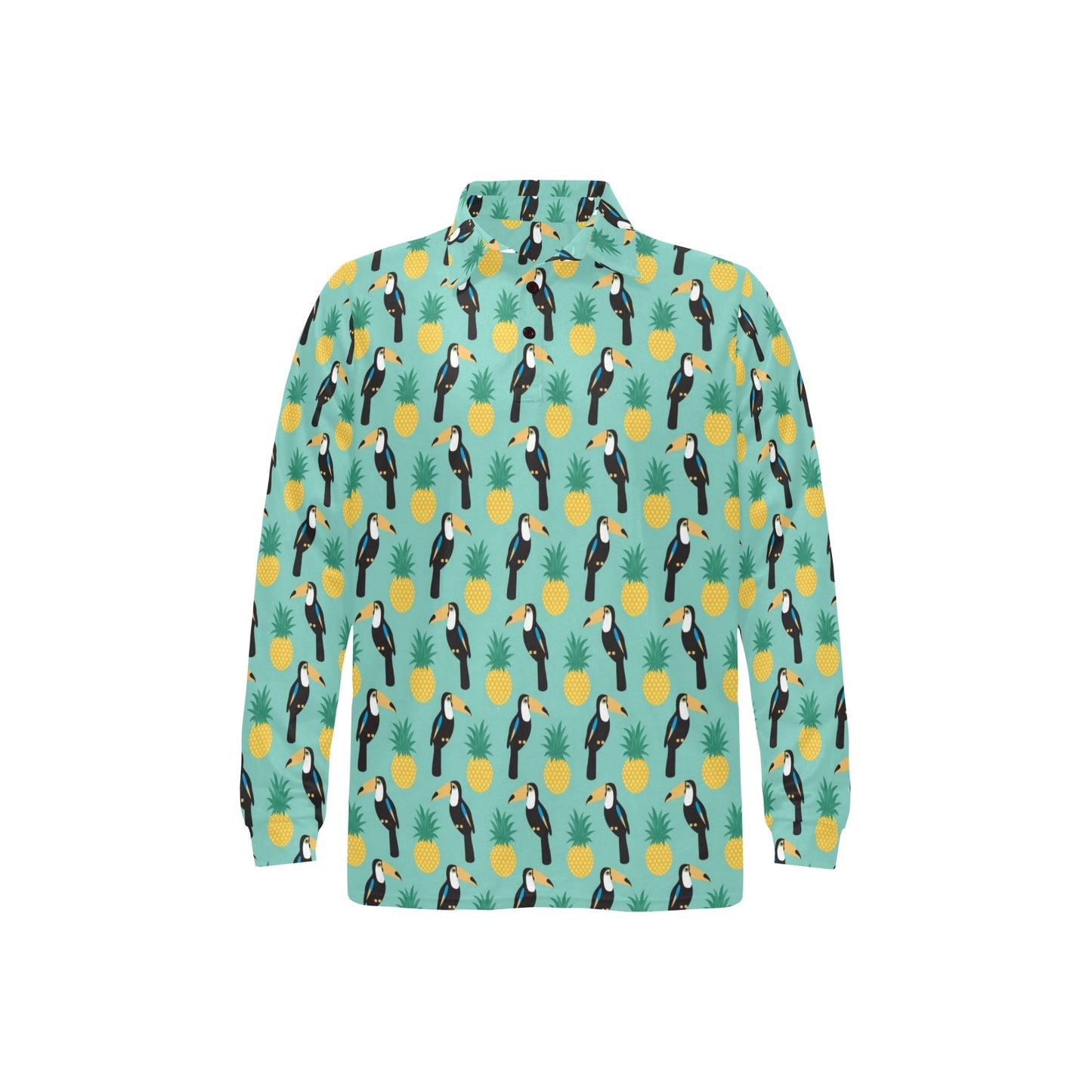 Toucan Print Design LKS301 Long Sleeve Polo Shirt For Men's