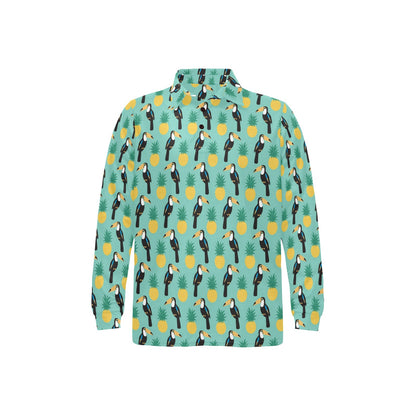 Toucan Print Design LKS301 Long Sleeve Polo Shirt For Men's