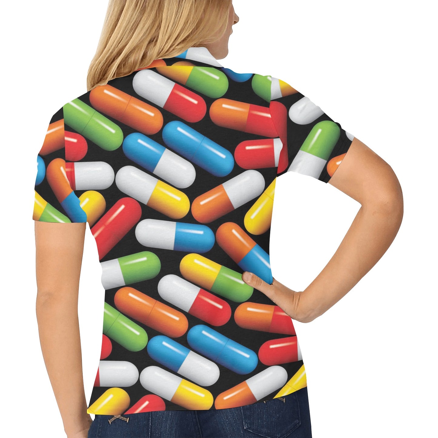 Pineapple Pattern Print Design A02 Women's Polo Shirt