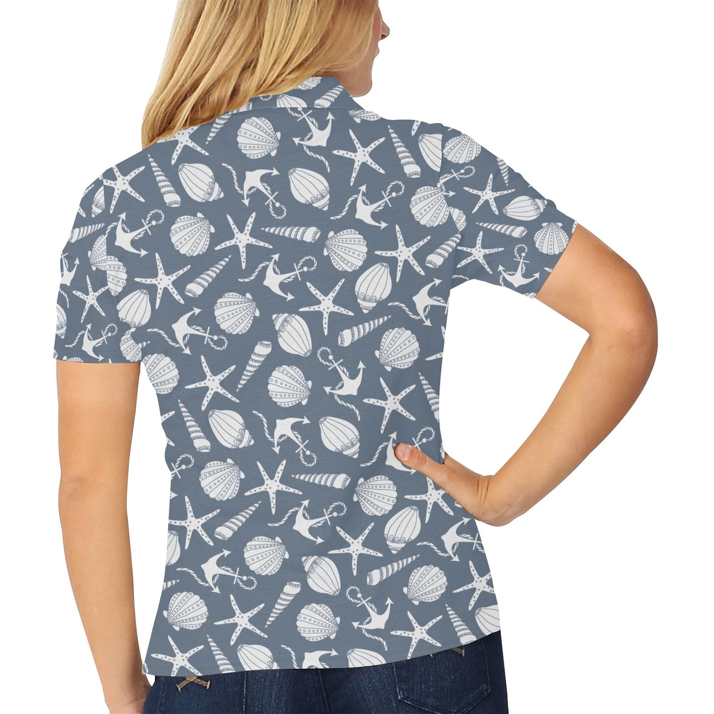 Seashell Print Design LKS306 Women's Polo Shirt