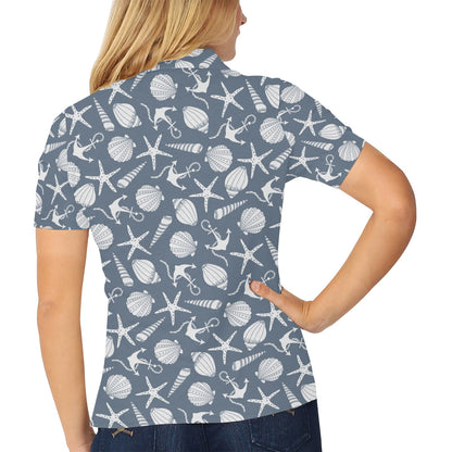 Seashell Print Design LKS306 Women's Polo Shirt