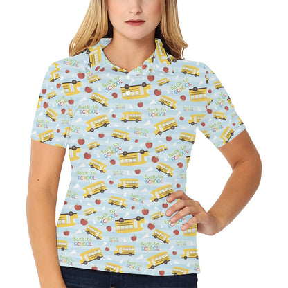 School Bus Back To School Print Design LKS303 Women's Polo Shirt