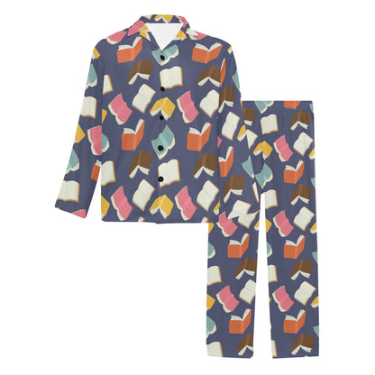Book Pattern Print Design 01 Men's Long Pajama Set