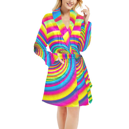 Vortex Twist Swirl Rainbow Design Women's Fleece Robe