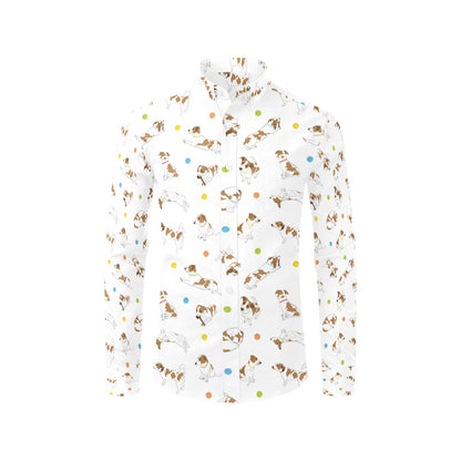 Russell Terriers With Balls Print Design LKS307 Men's Long Sleeve Dress Shirt