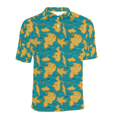 World Map Print Design LKS301 Men Polo Shirt