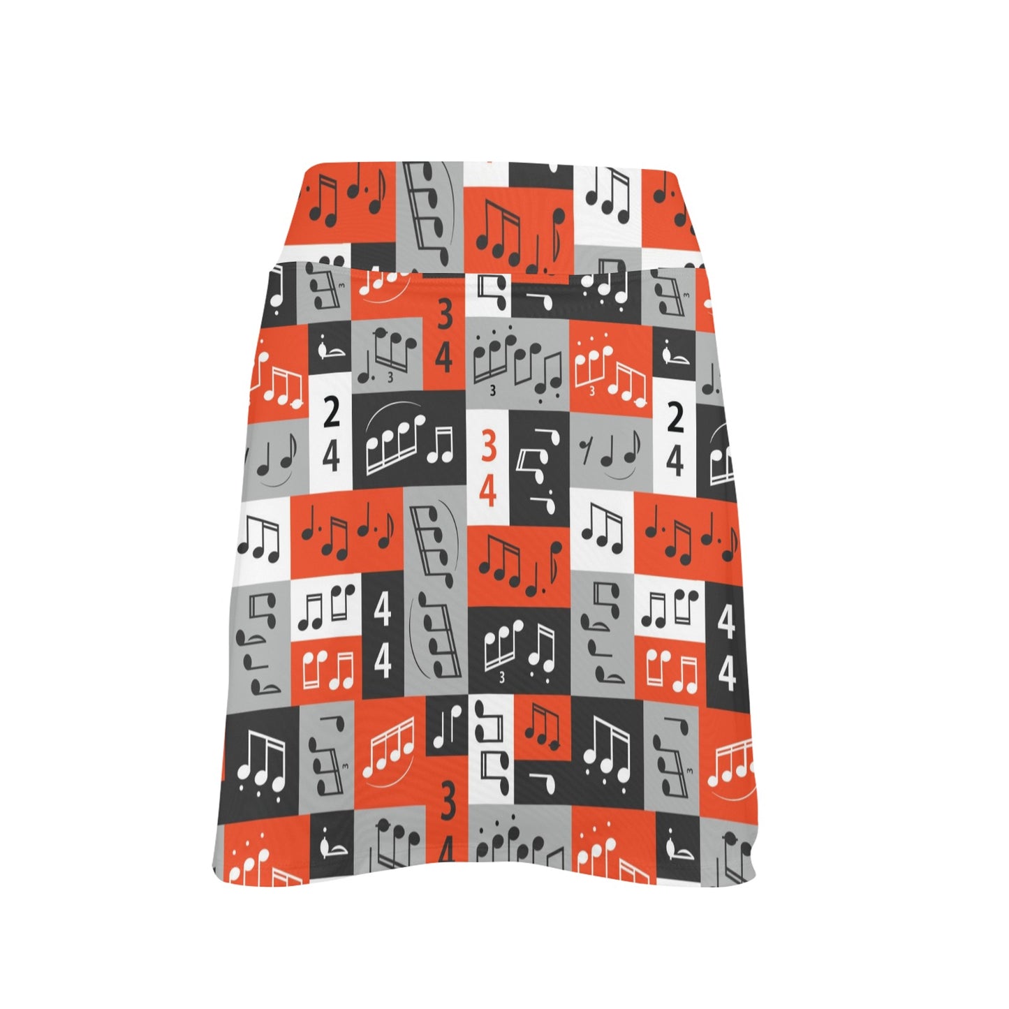 Music Note Design Themed Print 17" Golf & Pickleball Skort with Pockets