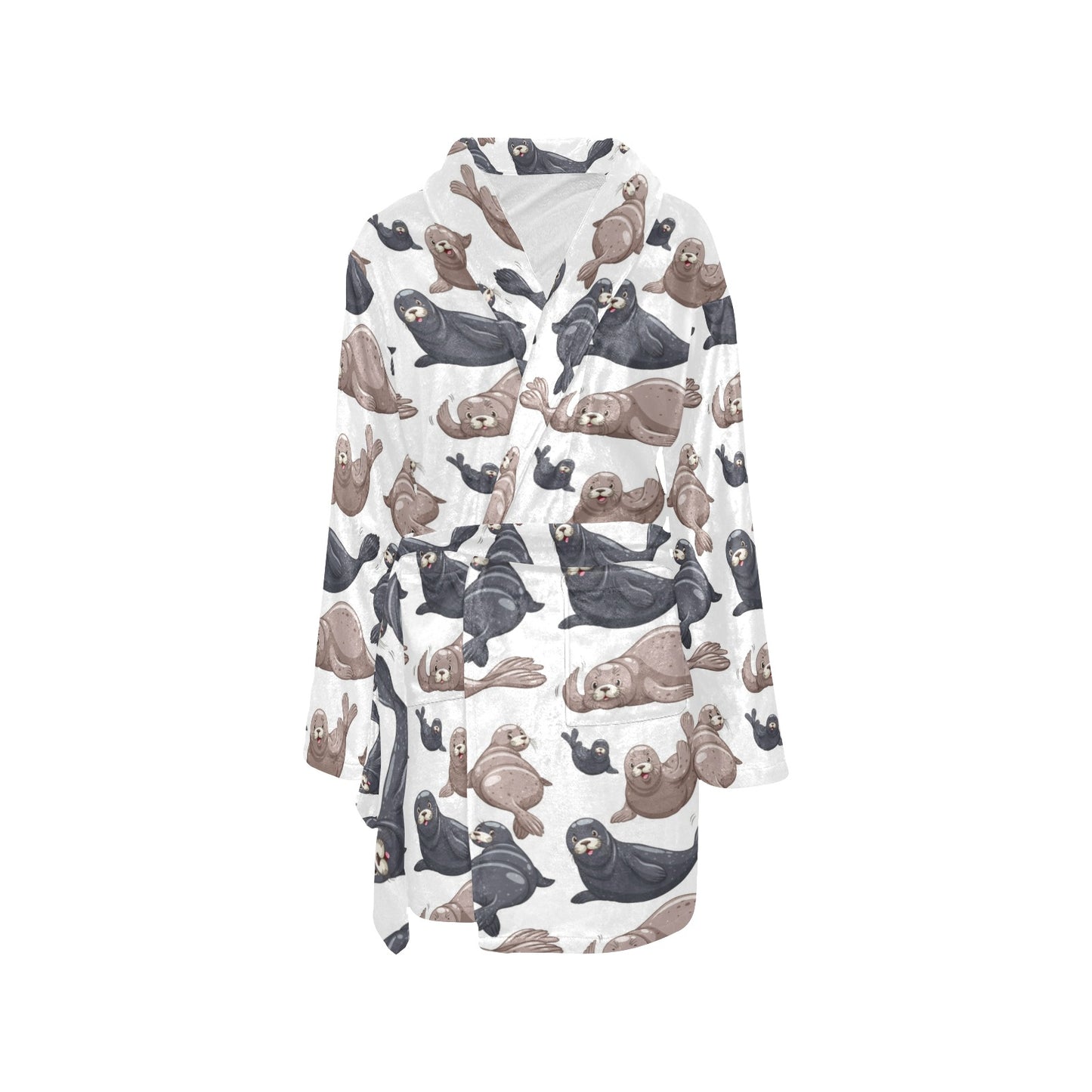 Sea Lion Pattern Print Design 02 Women's Fleece Robe