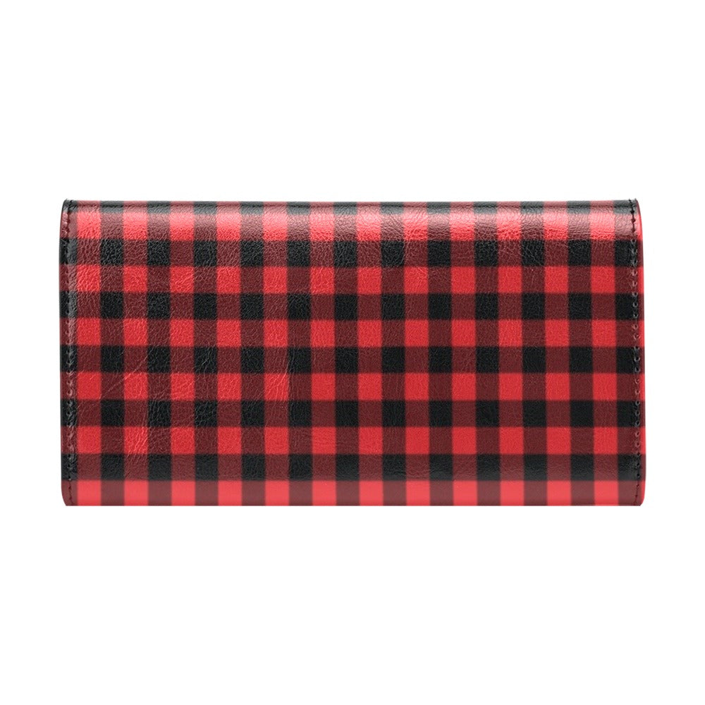 Red Black Buffalo Tartan Plaid Pattern Women's Trifold Wallet