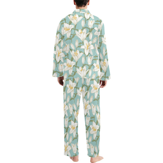 Lily Pattern Print Design LY09 Men's Long Pajama Set