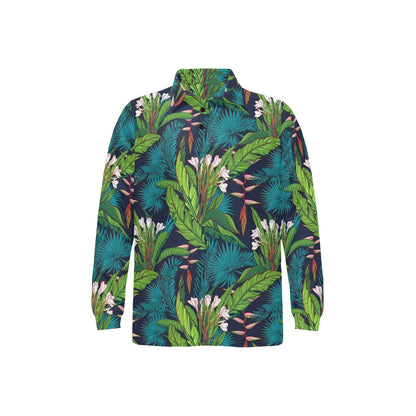 Rainforest Pattern Print Design RF01 Long Sleeve Polo Shirt For Men's