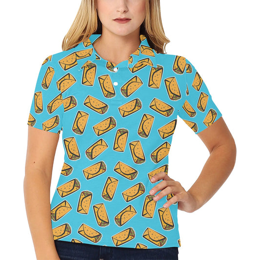 Burrito Print Design LKS301 Women's Polo Shirt