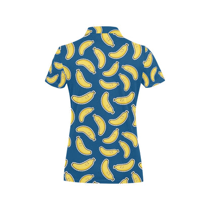 Banana Pattern Print Design BA02 Women's Polo Shirt