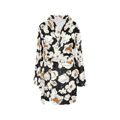 Popcorn Pattern Print Design A02 Women's Fleece Robe