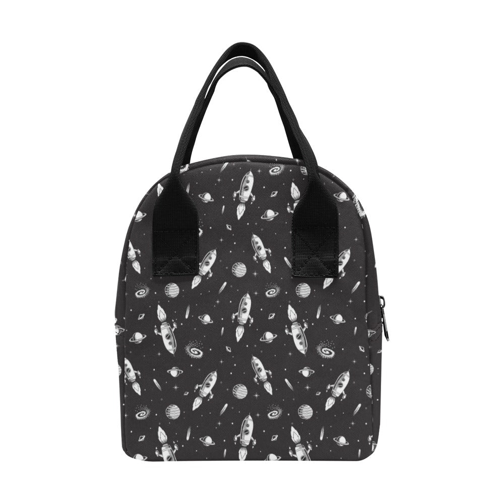 Space Rocket Print Design LKS303 Insulated Lunch Bag