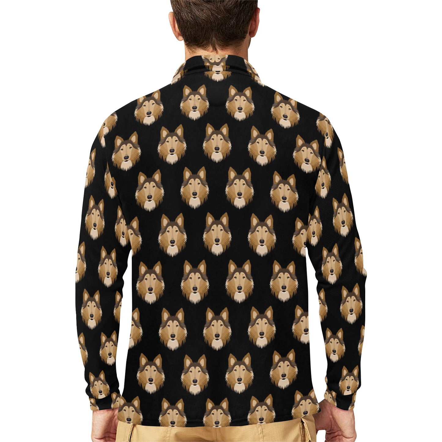 Collies Pattern Print Design 01 Long Sleeve Polo Shirt For Men's