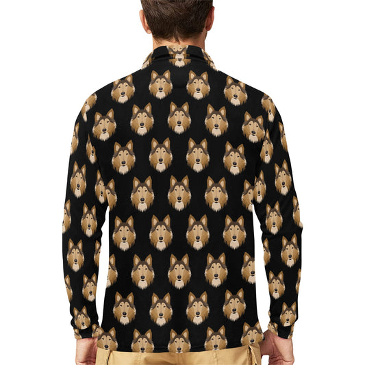 Collies Pattern Print Design 01 Long Sleeve Polo Shirt For Men's