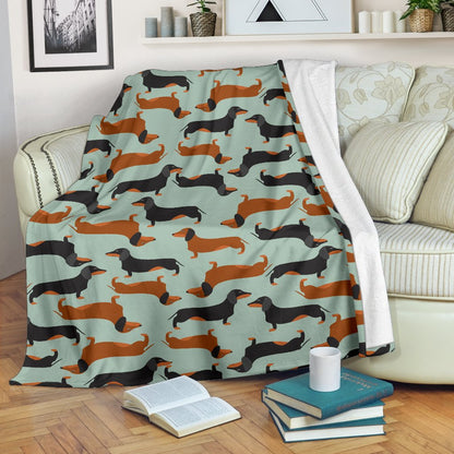 Dachshund Cute Print Pattern Fleece Blanket