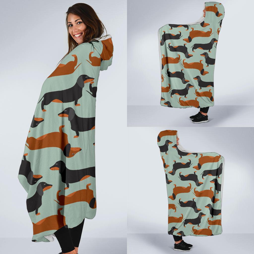 Dachshund Cute Print Pattern Hooded Blanket-JTAMIGO.COM
