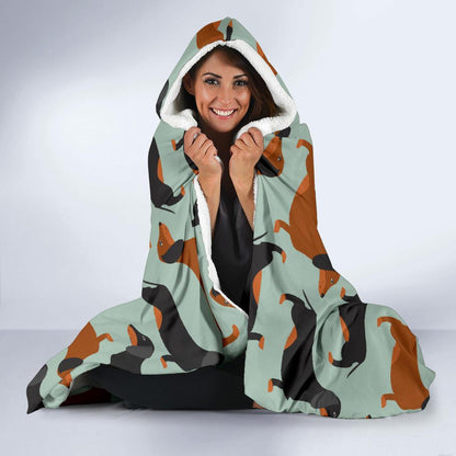 Dachshund Cute Print Pattern Hooded Blanket-JTAMIGO.COM